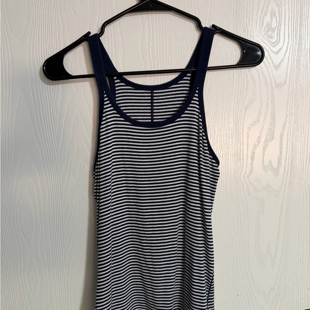 Lululemon Athletica Navy and White Striped Tank Top